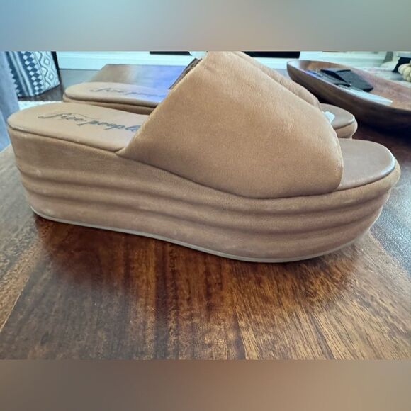 Free People Harbor Flatform Sandal Tan Chuky Slide - Picture 5 of 6